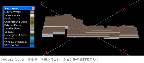 [ eQuestによるエネルギー消費シミュレーション用の建築モデル ]